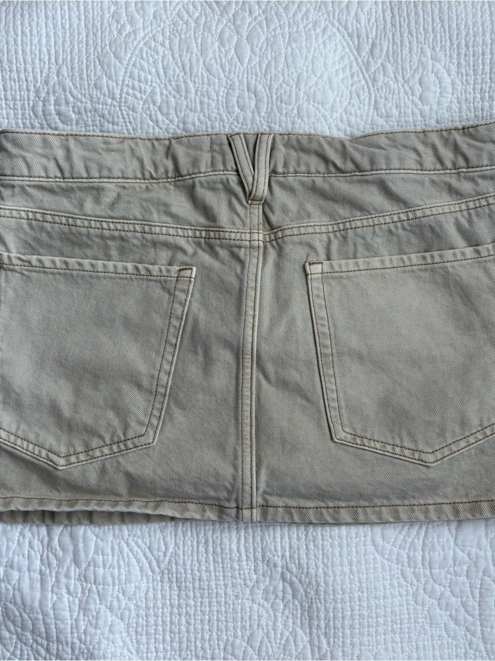 Garage Denim Mini Skirt with built in Shorts in Beige / Tan - Picture 5 of 7